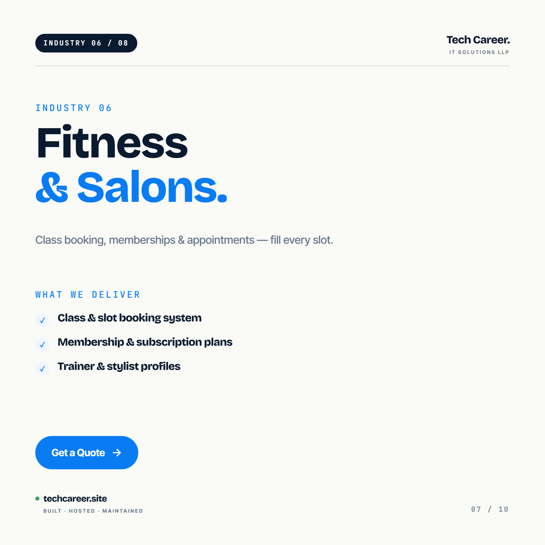 Fitness and Salon Booking Solutions by Tech Career