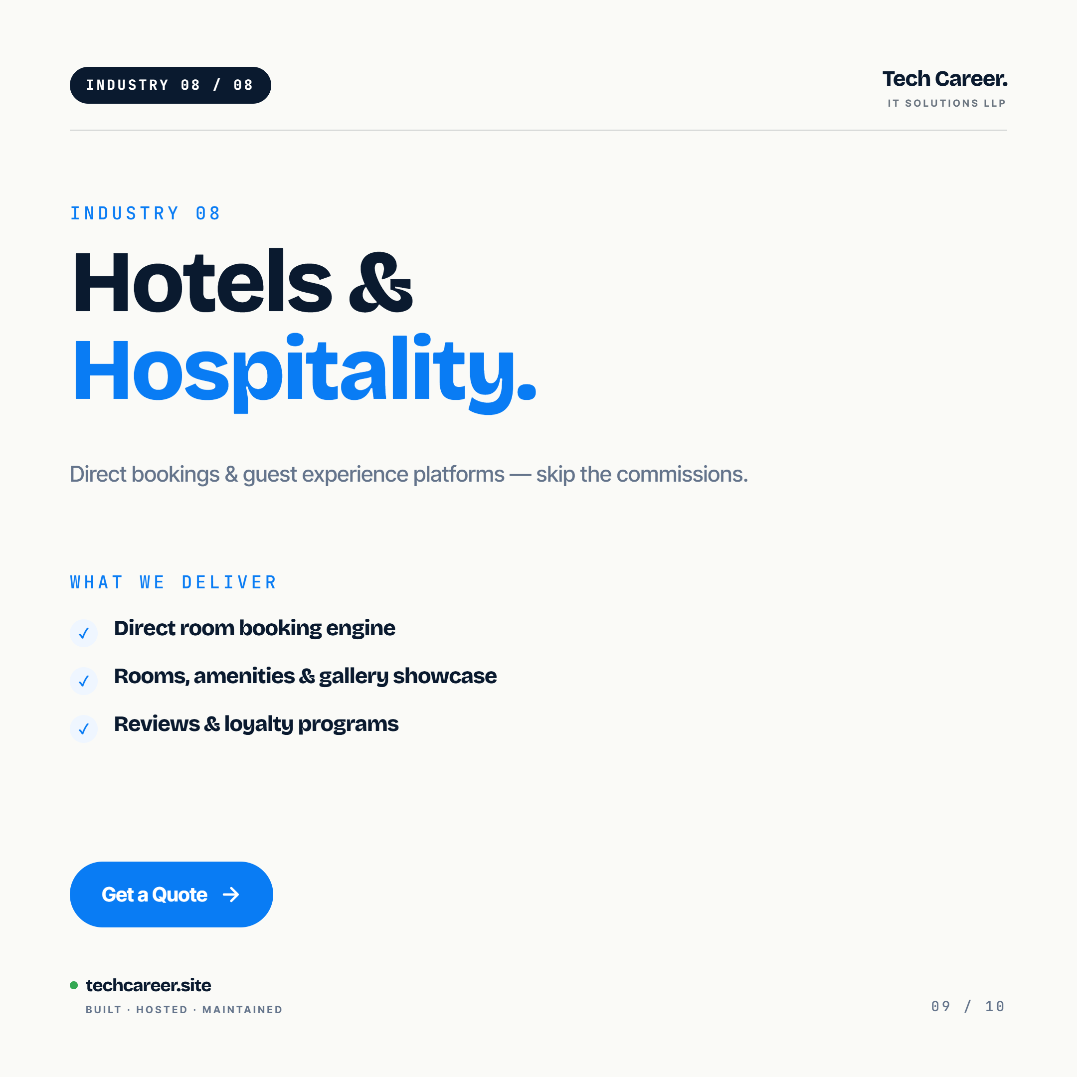 Hotels and Hospitality Booking Solutions by Tech Career